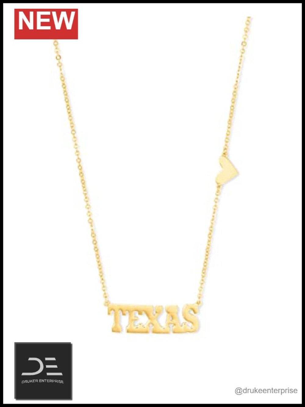 18k Gold Vermeil Sterling Silver Texas Pendant Necklace Fine Jewelry Women